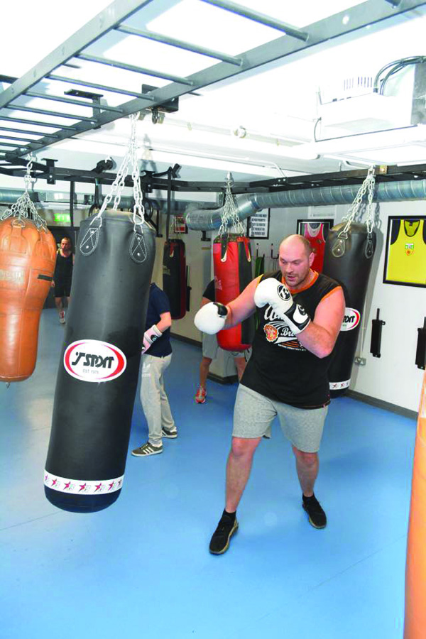 Tyson Fury does some bag work at St Paul’s on Monday (Pic by Hugh O’Halloran/Belfast Boxers)
