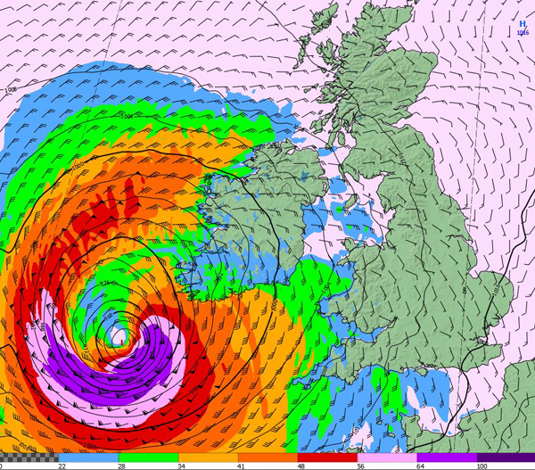 Latest image of ex-Hurricane Ophelia from Met Éireann