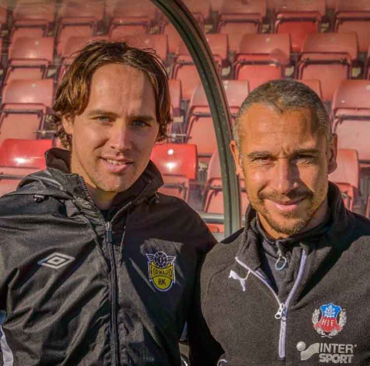 Örebro SK U19 manager Paul Munster, pictured with Swedish football legend and Helsingborg coach Henrik Larsson, said he is unsure if he will remain in Sweden when his contract expires next month despite helping his side claim the U19 Swedish Cup 