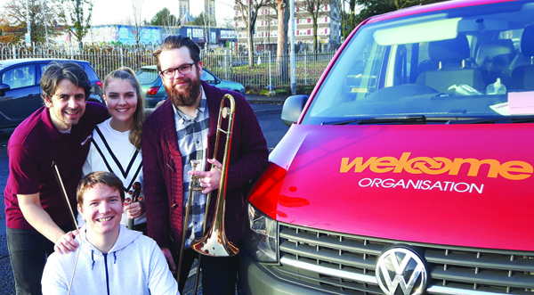 TOGETHER: Paul McCusker, Lucy Addy and Nathan Moore from Laganside Sinfonia with Kieran Hughes from The Welcome Organisation