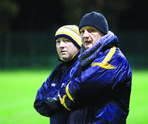 Antrim manager Terence ‘Sambo’ McNaughton, pictured along with selector Gary O’Kane during last Saturday night’s Conor McGurk Cup win over Down, has questioned logic behind the GAA’s decision to keep April as a ‘club only’ month when Antrim are set to play in the new Joe McDonagh Cup in May