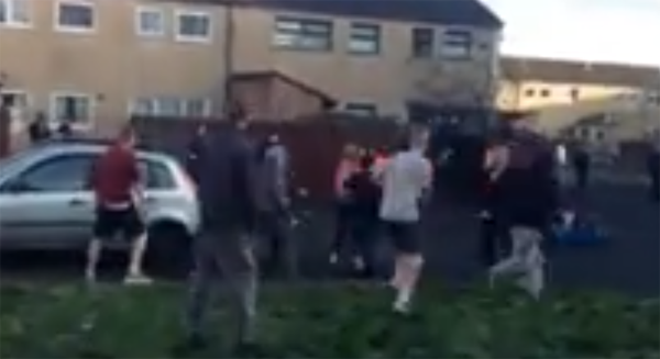 Around 35 people took part in a mass brawl in Roden Street on Sunday