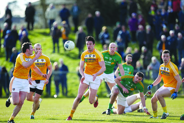 Antrim\'s Niall McKeever, pictured in action against Leitrim in 2016, has returned to the panel to bolster Lenny Harbinson’s squad for the 2018 season. The Saffrons open their Division Four campaign against the Connacht side this Sunday afternoon at Corrigan Park 
