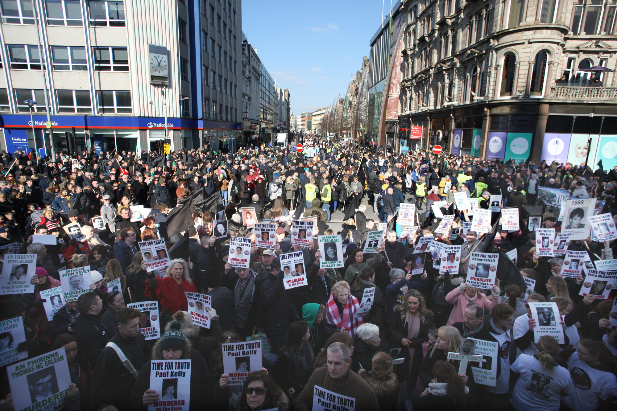Thousands march on the streets of Belfast yesterday