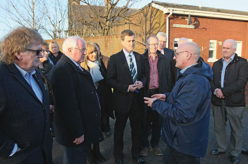 VISIT: Speaking to the TDs and senators, including Senator Frances Black, is community worker Ian McLoughlin, with Dr Alan Largey of Cooperation Ireland, left