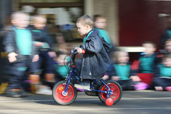 St.Michael\'s Nursery School (Finaghy Road North) pupils pop on their bike and trikes and get involved in a sponsored bike ride.