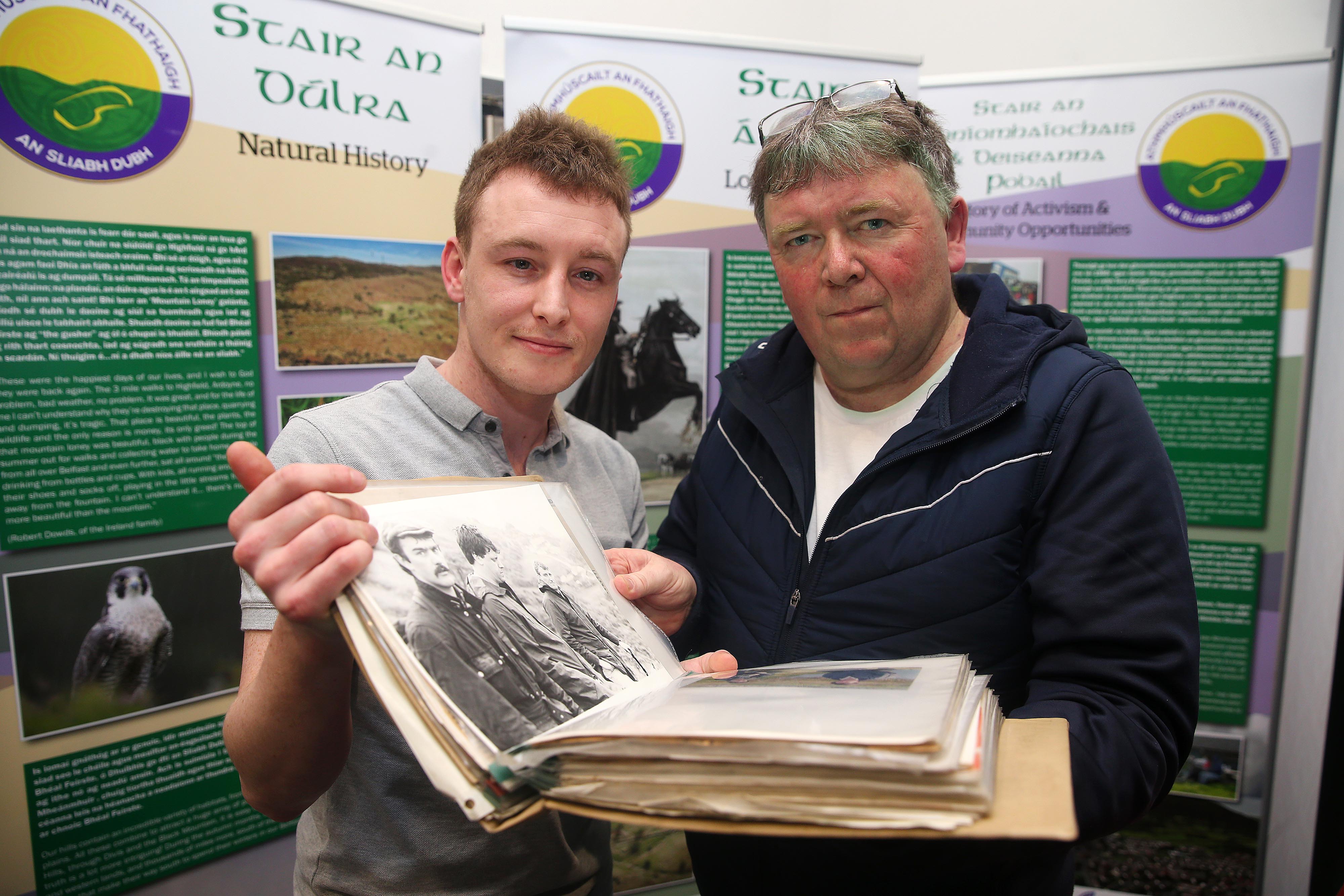 Concuir Mac Siacais and Aidan Crean view the archive