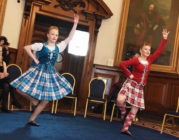 Rebekah Keery and Leah McIlwrath from the Michelle Johnston School of Highland Dance performed a sword dance at City Hall as part of the celebrations at City Hall of the 20th anniversary of the Good Friday Agreement