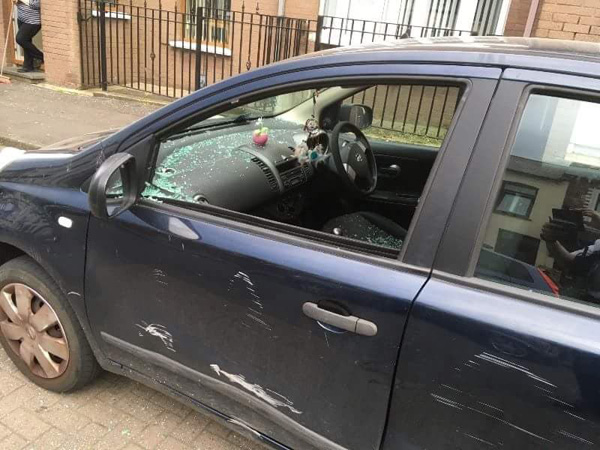 Youths jumped on cars and smashed windows during Saturday night’s spree
