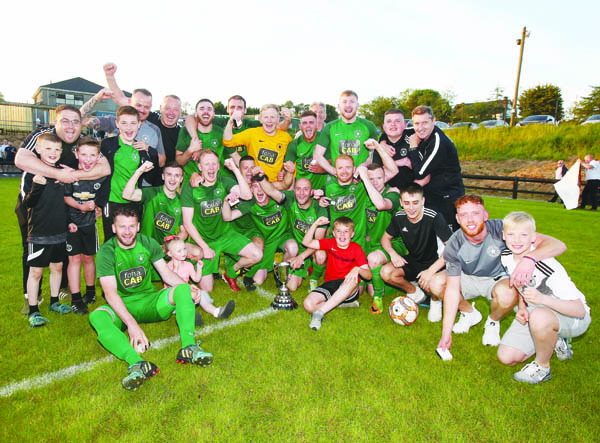 Crumlin Star celebrate after claiming the Clarence Cup on Tuesday night, which saw them complete the NAFL treble