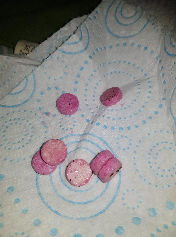 The pink tablets, believed to be ecstasy, were found in Jamaica Street in Ardoyne