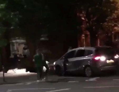 Footage of the incident circulating on social media shows the vehicle mounting a pavement in the direction of a crowd of youths