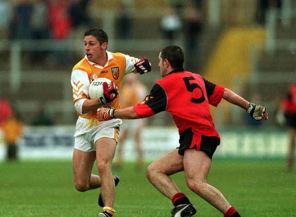 Gearóid Adams played a starring role when Antrim scored a famous win over Down in the 2000 Ulster Championship. He is now part of the Mournemen’s backroom team having managed his native county in recent years 