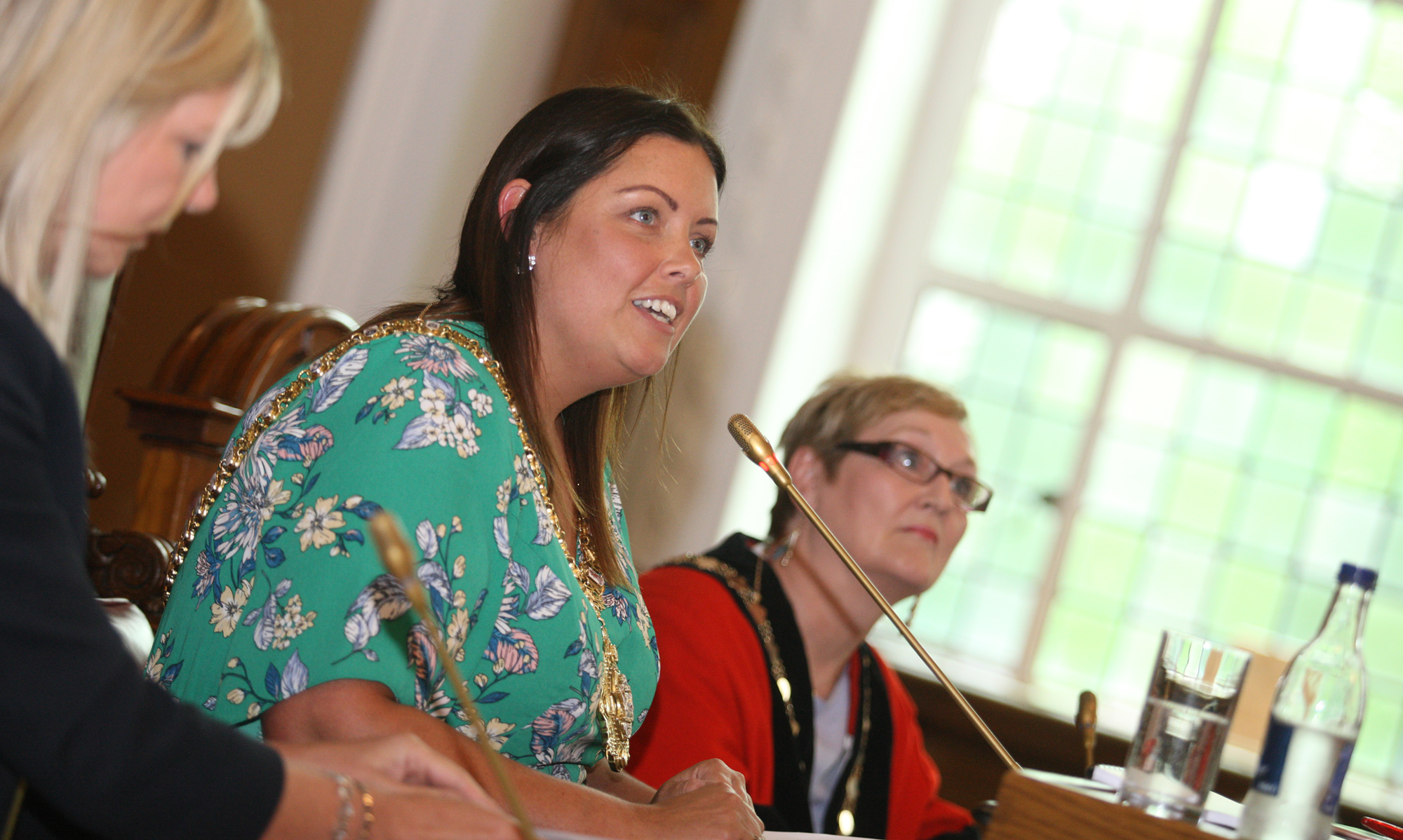 Deirdre Hargey with BCC chief executive Suzanne Wylie and outgoing deputy Lord Mayor Sonia Copeland