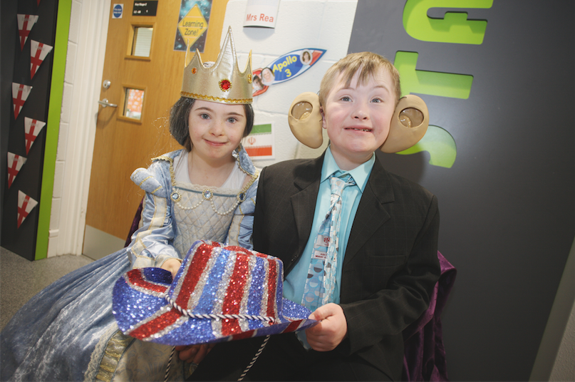 Word Cup display at St. Gerard\'s on the Blacks Road, Kaela Winchester as the Queen of England and Thomas Kee as Prince Charles