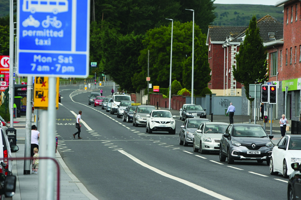 First day of the new 12 hour bus lanes along Andersonstown Road.