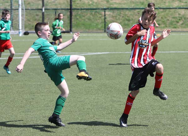 Action from Altringham v St Patrick\'s in the Neil Taggart Memorial Football Tournament