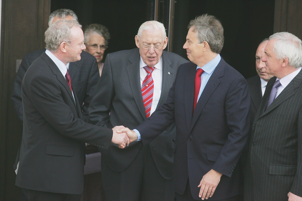 Meeting: one of the memorable pics to go on display in St Mary\'s University College by our photographer Thomas McMullan. The Féile exhibition opens at the college on Thursday, August 2 and runs until August 8