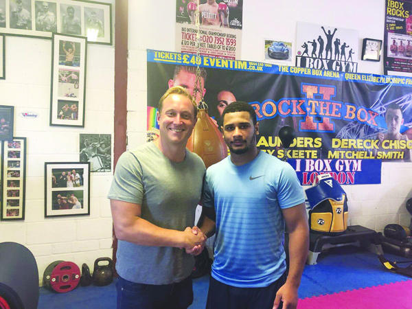 Caoimhin Agyarko-Hynes with Francis Warren from Queensbury Promotions who the West Belfast man has signed a promotional deal with ahead of his professional debut in Essex this Saturday on the BT Sport bill topped by the British welterweight title fight between Gary Corcoran and Johnny Garton