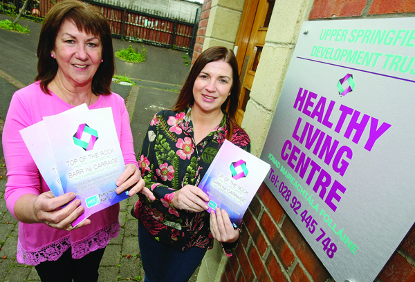 Rosie McCorley, manager of the Healthy Living Centre, and Councillor Shauneen Baker, who are based at the Corpus Christi complex in Springhill
