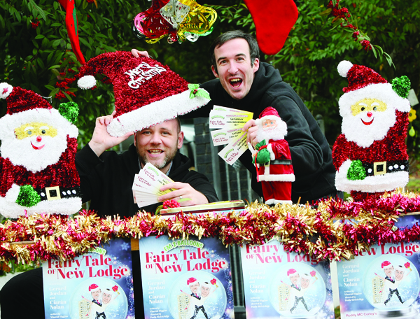 Gerard Jordan and Ciarán Nolan of \'Em Two Balloons ahead of their new Christmas play, Fairy Tale of New Lodge.\n \n