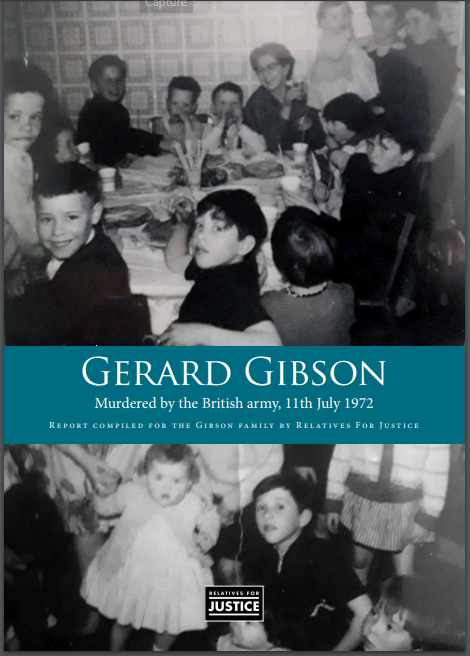 The cover of the new report features two poignant family pictures of Gerard Gibson\n