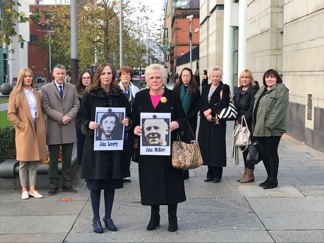 Carmel Quinn and Anne Ferguson pictured outside Laganside courts yesterday ahead of their emotional testimonies