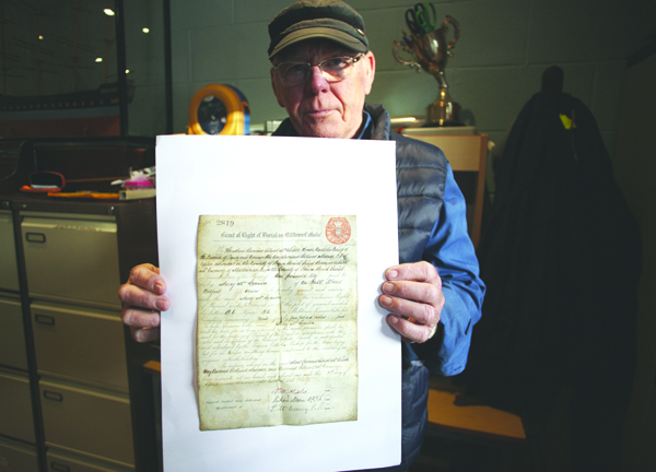 LOCAL HISTORY: Frank Dempsey with the document which dates back to 1830