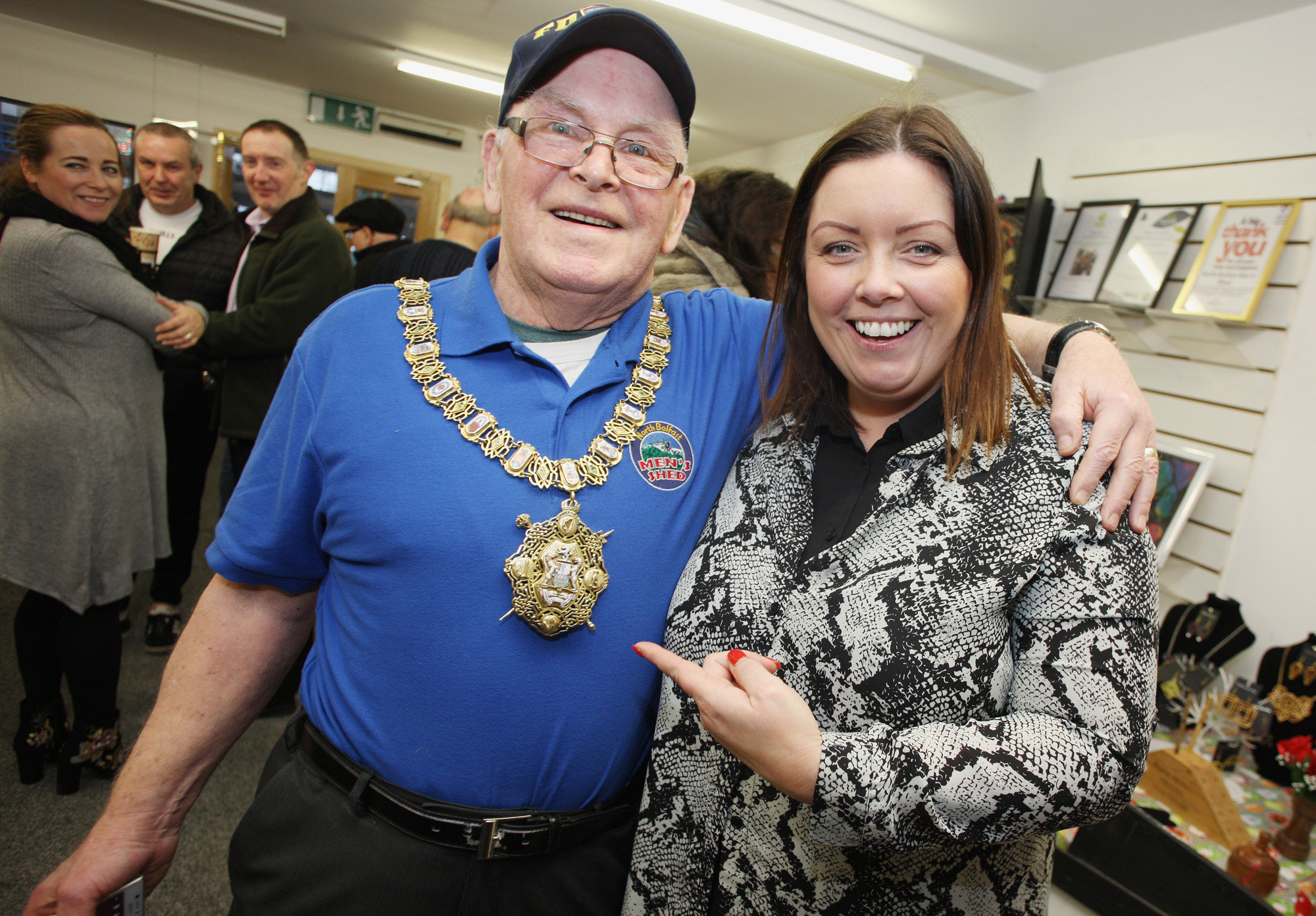 North Belfast Men\'s Shed Open Day and Christmas Sale, Roy Esdale with Belfast Mayor Deirdre Hargey