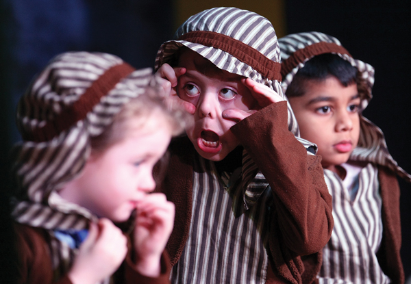The Star of Bethlehem is too bright for this shepherd at St Teresa\'s Primary School P2 nativity play