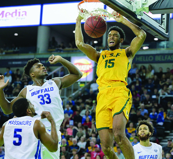 A slam dunk from the Belfast Basketball Classic Finals Day at the SSE – the Buffalo Bulls vs San Francisco Dons