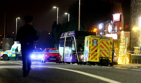 The scene of the collision on the Andersonstown Road on Monday afternoon