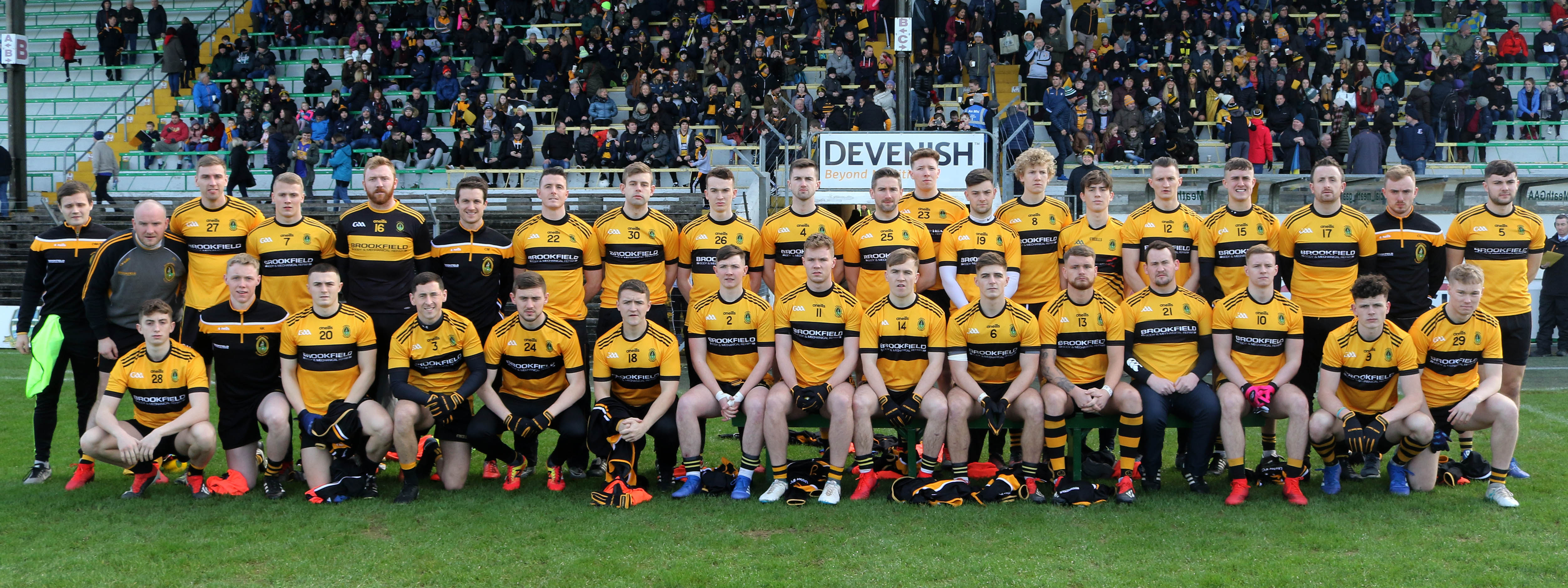 Naomh Éanna, pictured before yesterday’s All-Ireland Club IFC semi-final clash, defeated An Spidéal of Galway by seven points to set up an All-Ireland decider against Kerry side Kilcummin at Croke Park next month 