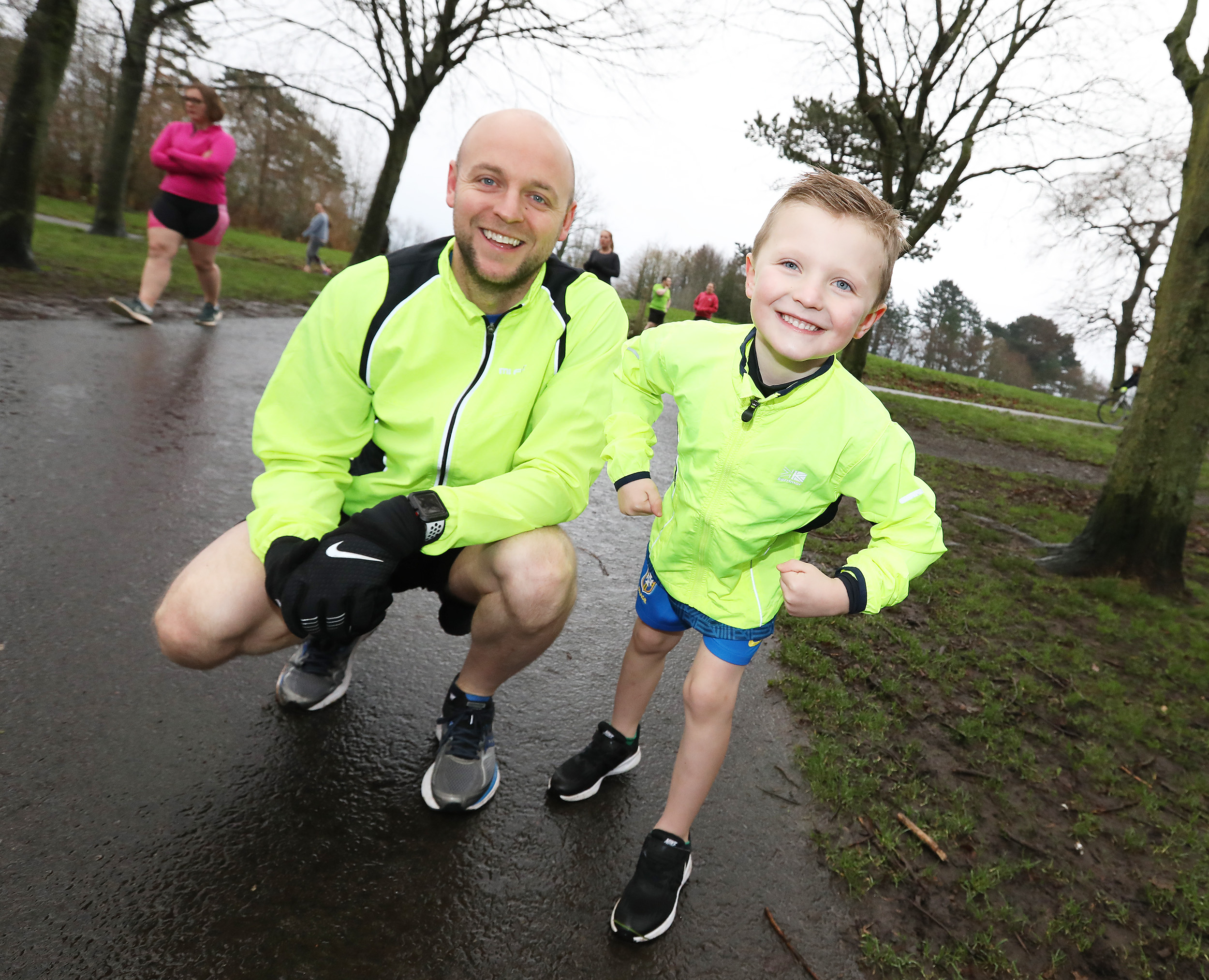 Zach Johnston on his second Ormeau Road Park Run with his dad David\n