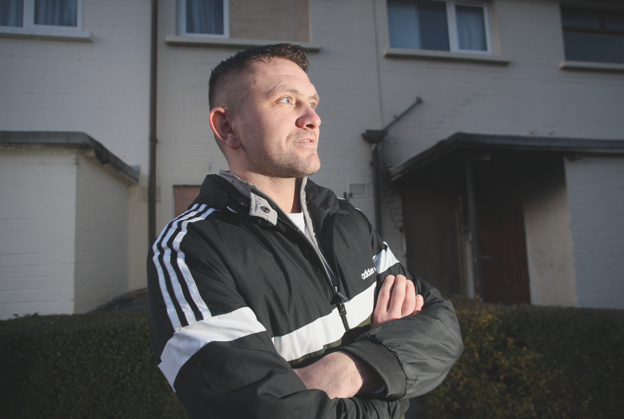 HERO: Antoin Carlisle outside the Riverdale house where he helped rescue two neighbours