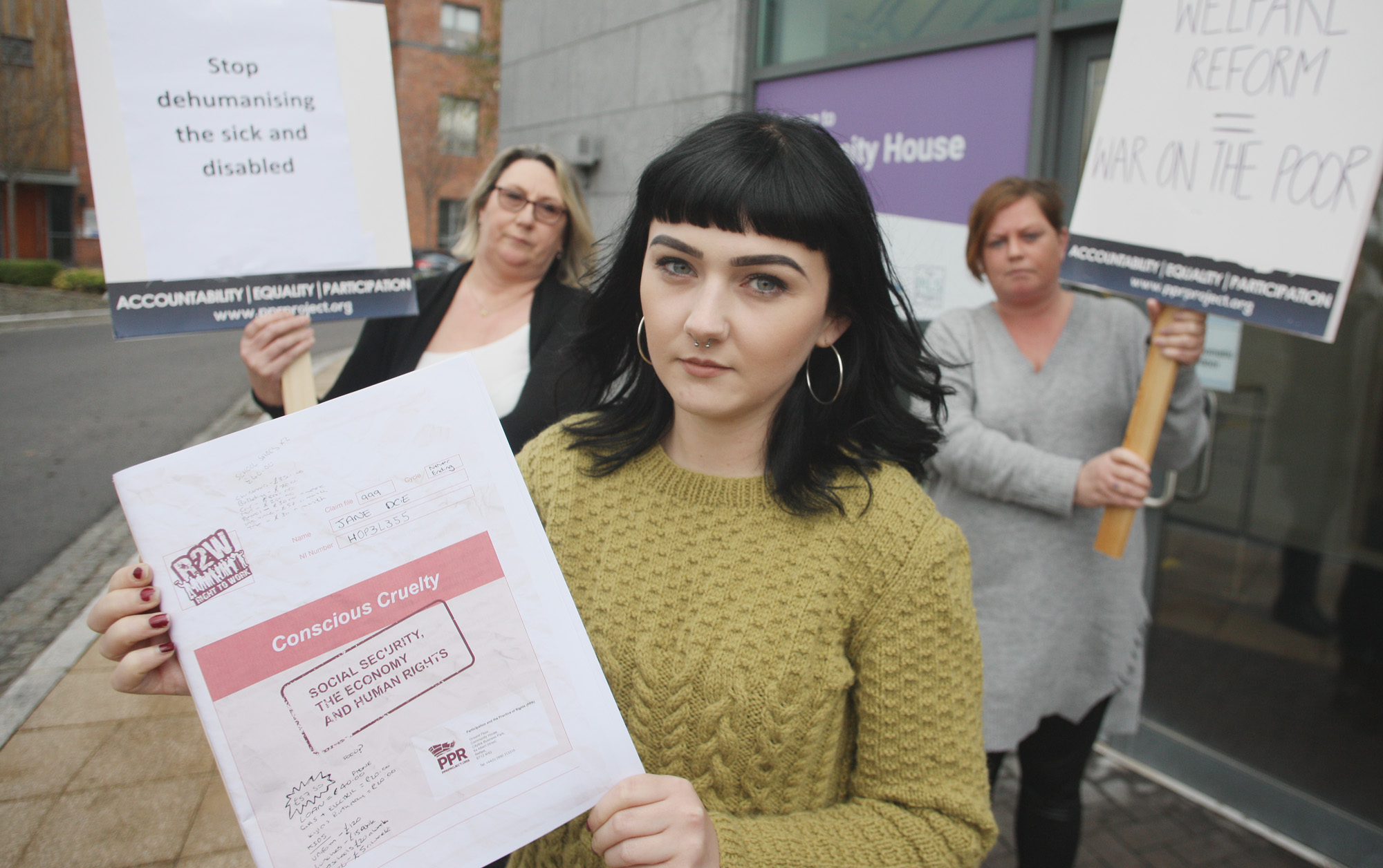 UNCERTAINTY: Aylisha Hogan from campaign group PPR with Liz McLellan and Kirsty Scott