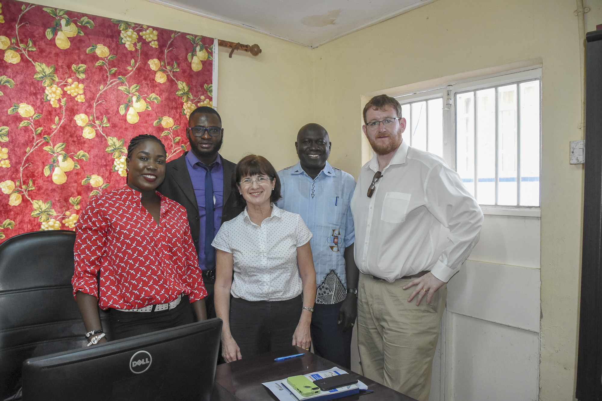 Aji Fatou Njie (GAMTEL Credit Union Loans Officer), Ousman S. Drammeh (GAMTEL Credit Union Operations Officer), Rosaleen Bradley (Newington Credit Union), Foday Sanyang (NACCUG Operations Manager) and Michael Byrne (Core Credit Union)