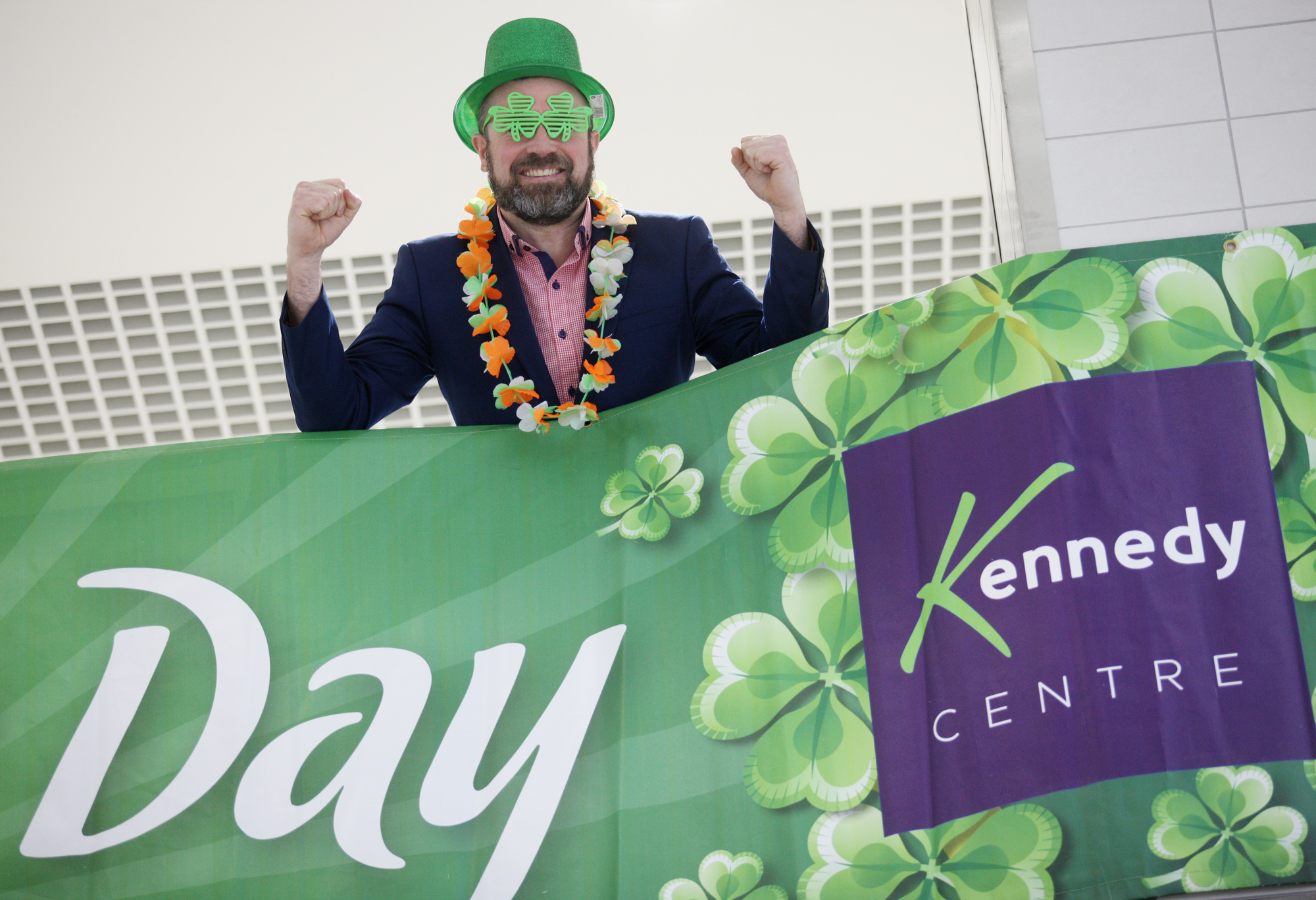 Kennedy Centre Manager John Jones gets in the mood for a big day of St Patrick\'s Day celebrations this weekend.