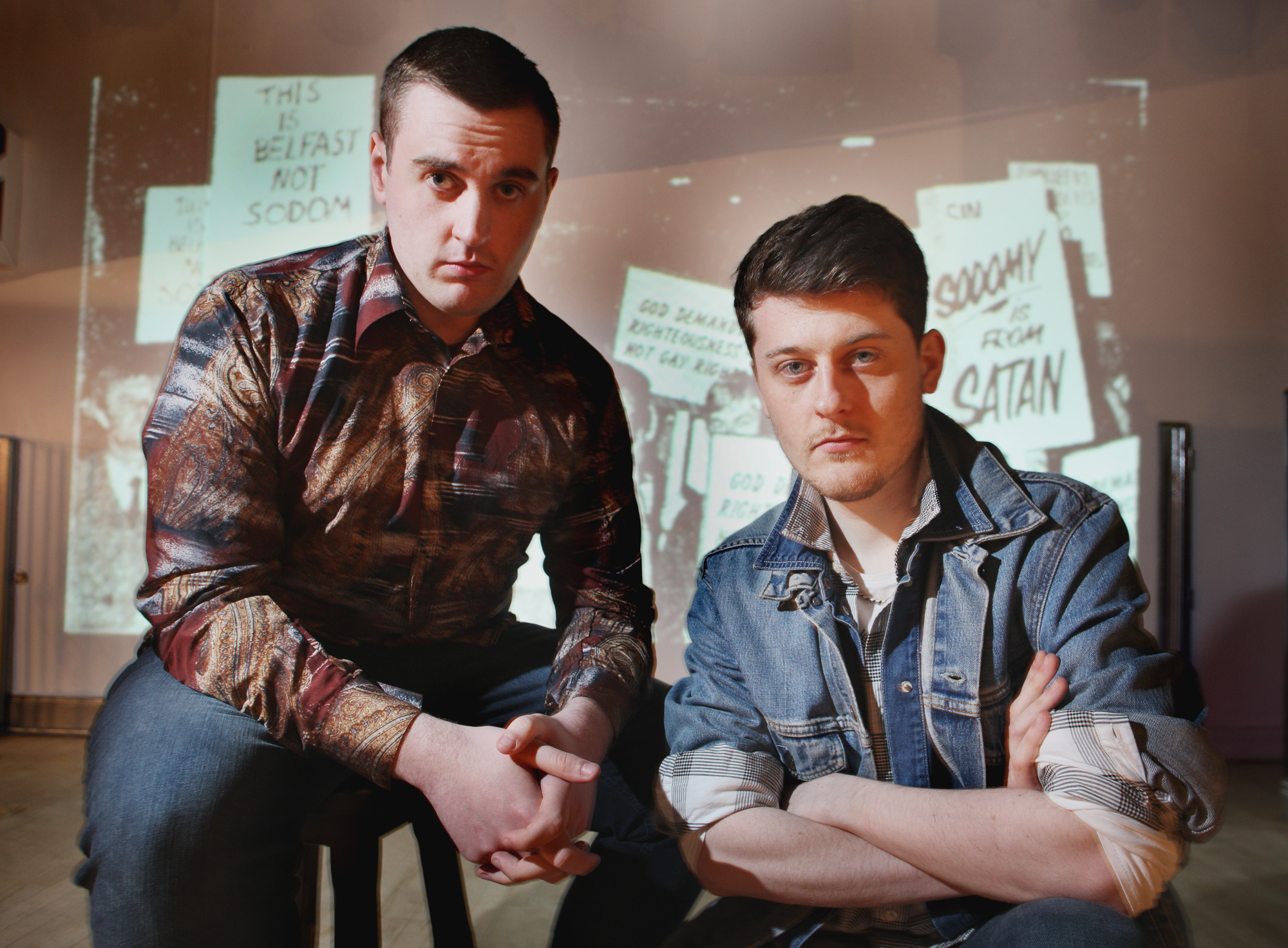 REHEARSALS: Simon Sweeney and Brendan Quinn in the Trinity Lodge Bar