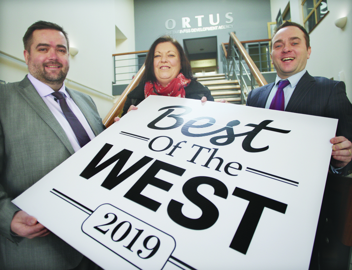 TEAMWORK: Ortus CEO Seamus O\'Prey with Jacqueline O\'Donnell, Andersonstown News, and Sean Toal, Ortus Property and Facilities Manager