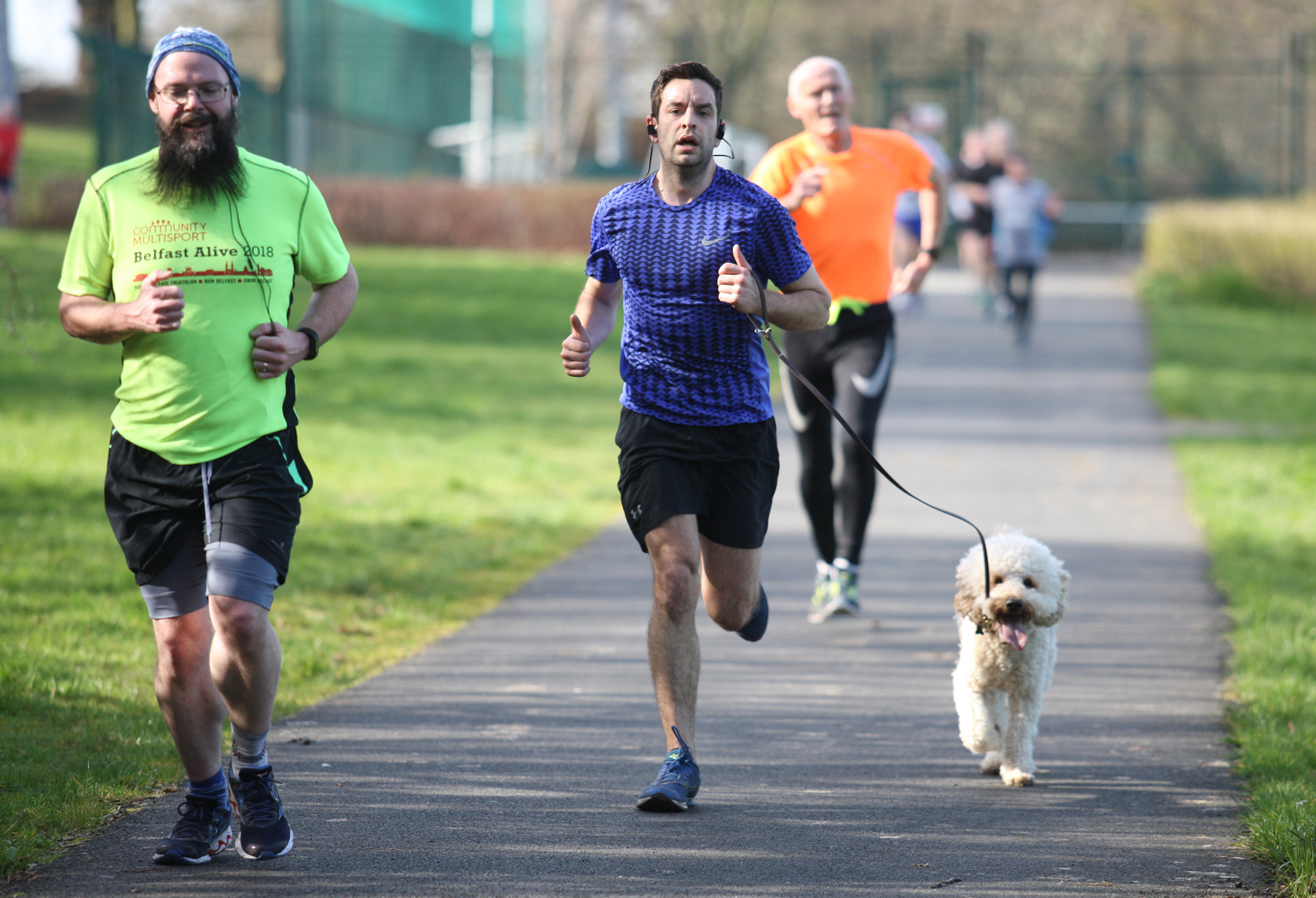 Running for some, walkies for others at the Queen\'s Park Run at the Dub at the weekend