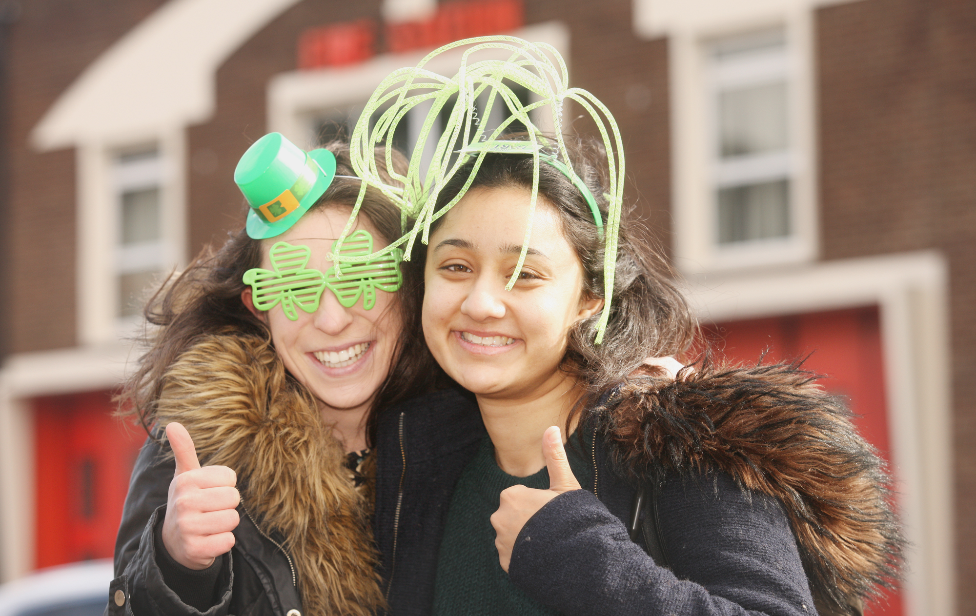 Mandy Gill and Charlotte Lomer getting in the mood for St Patrick\'s Day on the Lisburn Road ahead of Sunday’s celebrations