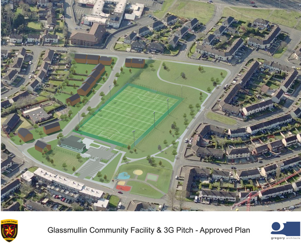 ON THE GREEN: The proposed school pitch and landscaped walkways at Glassmullin\n
