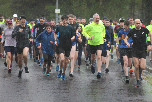 Hardy runners braving Storm Hannah for the Dub Queens Park Run on Saturday Morning