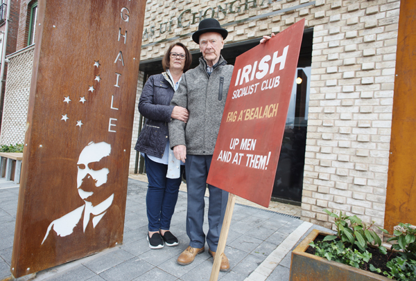 PRIDE: Looking into their family’s past at the James Connolly Centre were Jeanette Reid and Desmond Cassidy