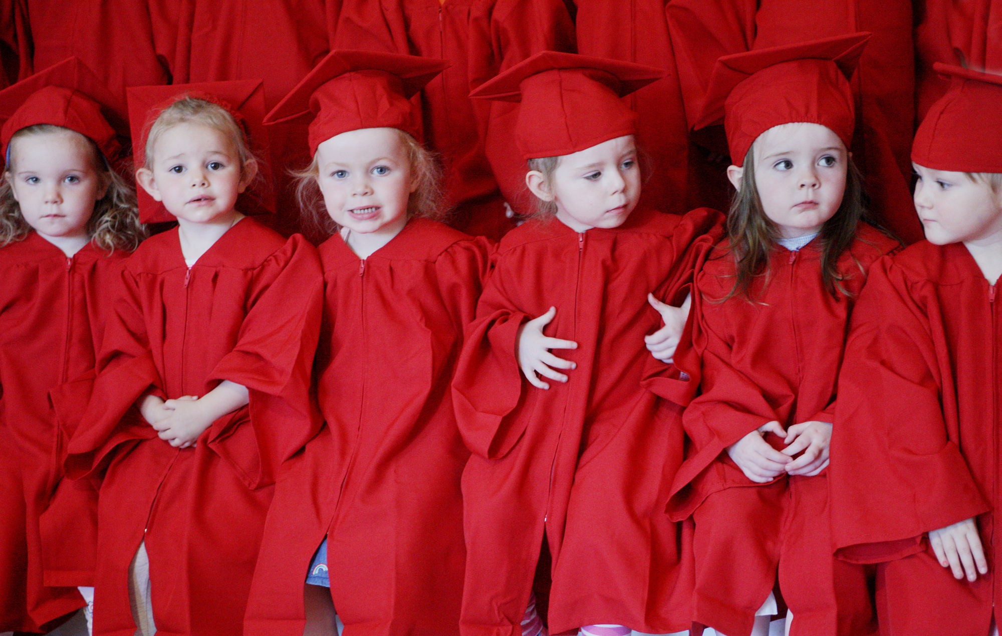 PAINTING THE TOWN RED: Toddlers graduate from the Glenparent Daycare on the Suffolk Road