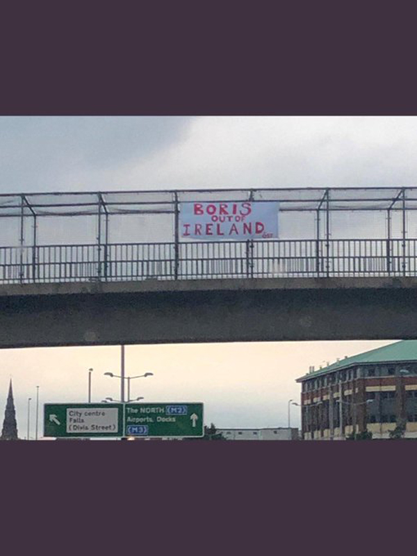 A welcome for new PM Boris Johnson on the Westlink on Wednesday morning