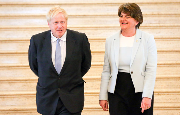 Boris Johnson met DUP leader Arlene Foster at Stormont on Tuesday