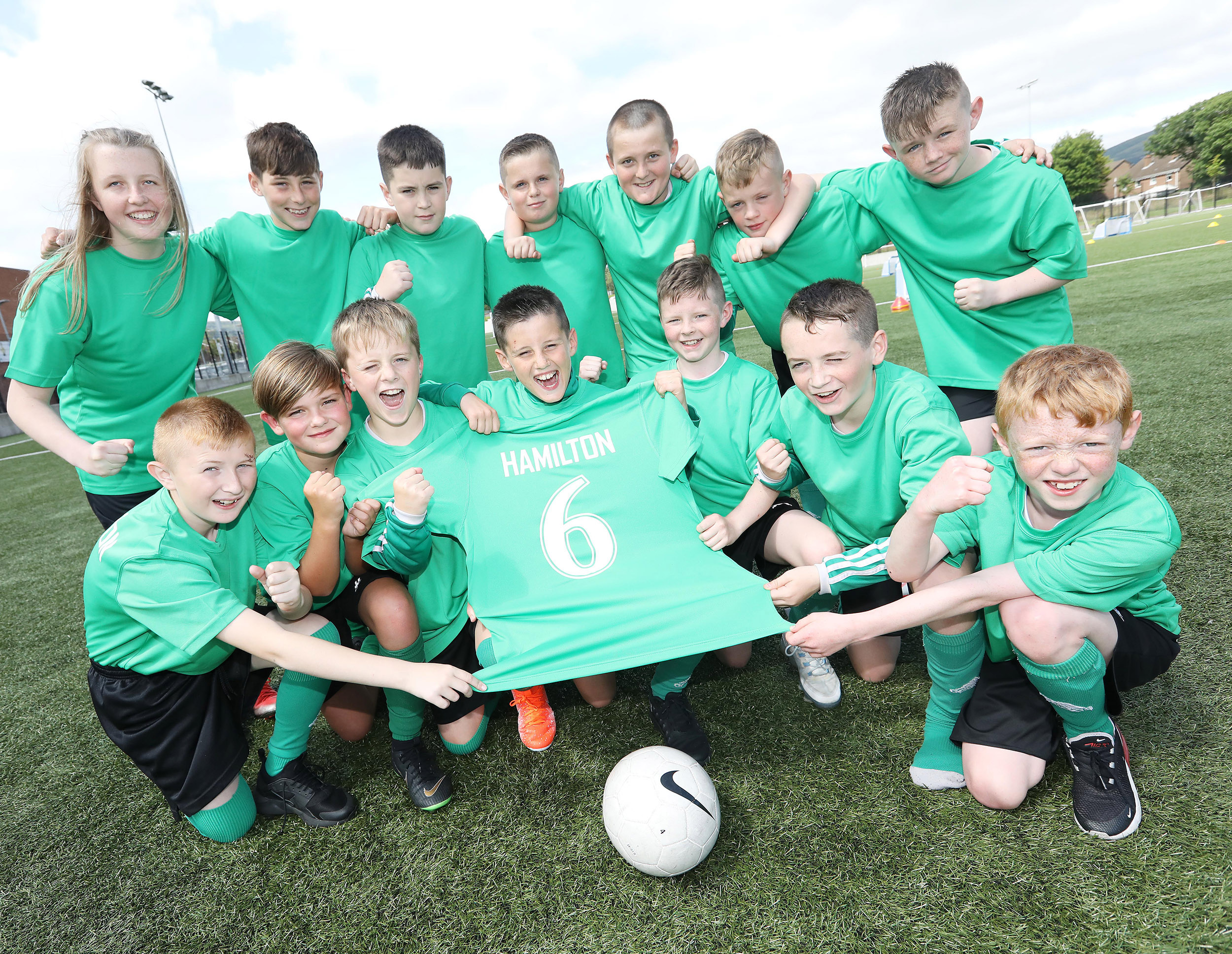 Young St Patrick\'s FC players at the Girdwood Hub for the club\'s Family Fun Day and BBQ to remember Seanboy Hamilton and celebrate his life