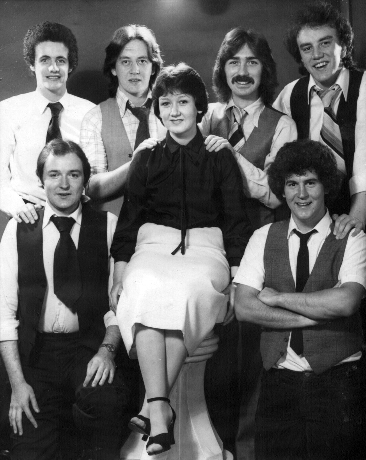 The Livin’ Thing 40 years ago 1979: Back row: Conor McHugh, Seamy Cassidy, Jim Hughes, Roy Cassidy. Front row: Tom Morgan, Angela Hayes, John McKavanagh